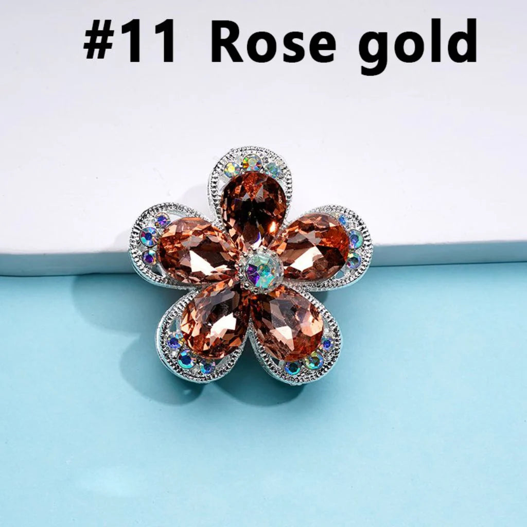 z-Silver Color Metal Beads with Five Petaled Flower with Colorful & AB Rhinestones, 38MM