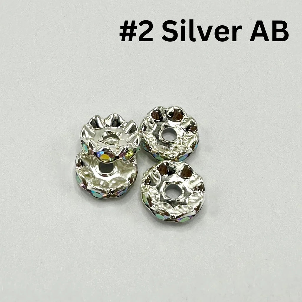 z-Metal Wavy Spacers with Rhinestones in Solid Colors, 12MM
