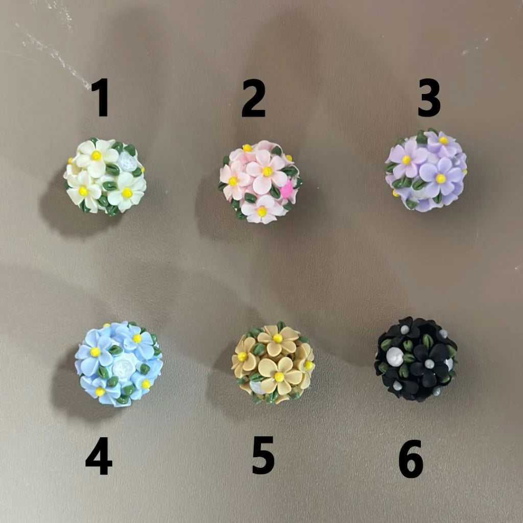 z-Multi-Color Cute Flowers Shiny Zircon Rhinestones Clay Beads, 20MM, Please Read the Description