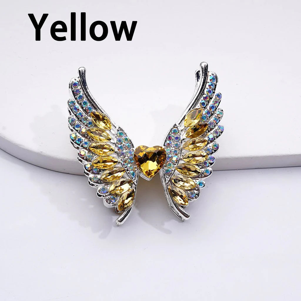 z-Silver Metal Beads Exquisite Angel's Wings Fancy Shiny Rhinestones, 46*50MM