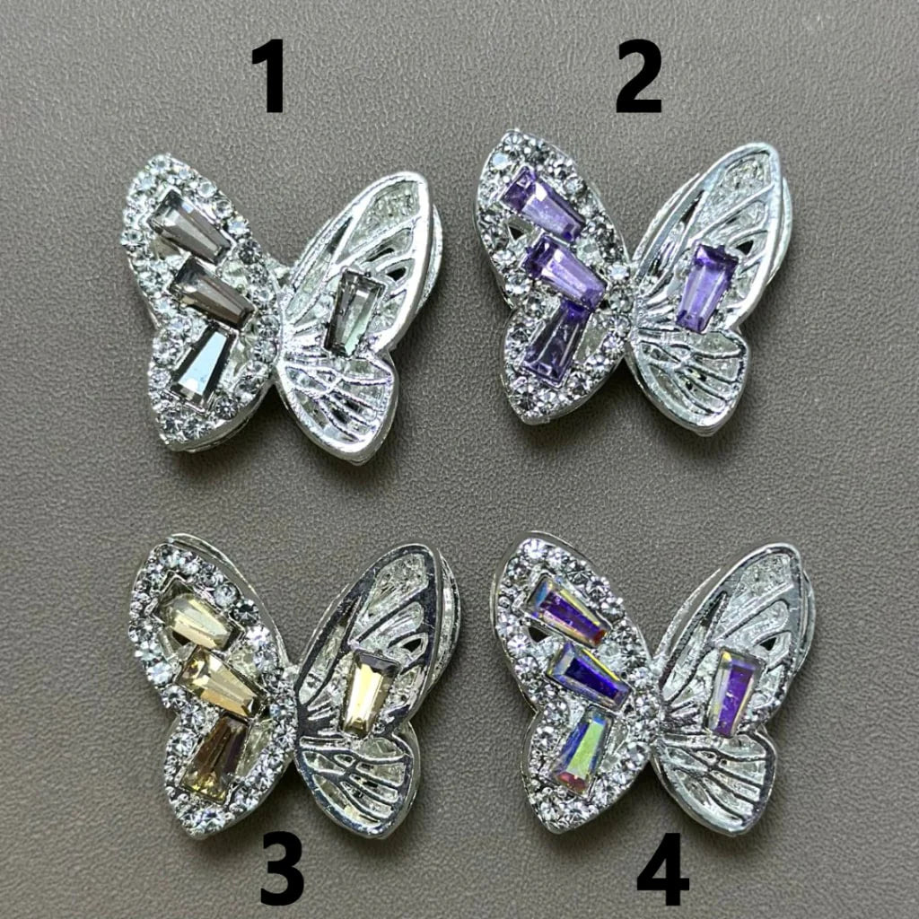 z-Silver Metal Beads with Colorful Rhinestones & Bling Bling Large Butterfly 22×22MM Please Read the Description