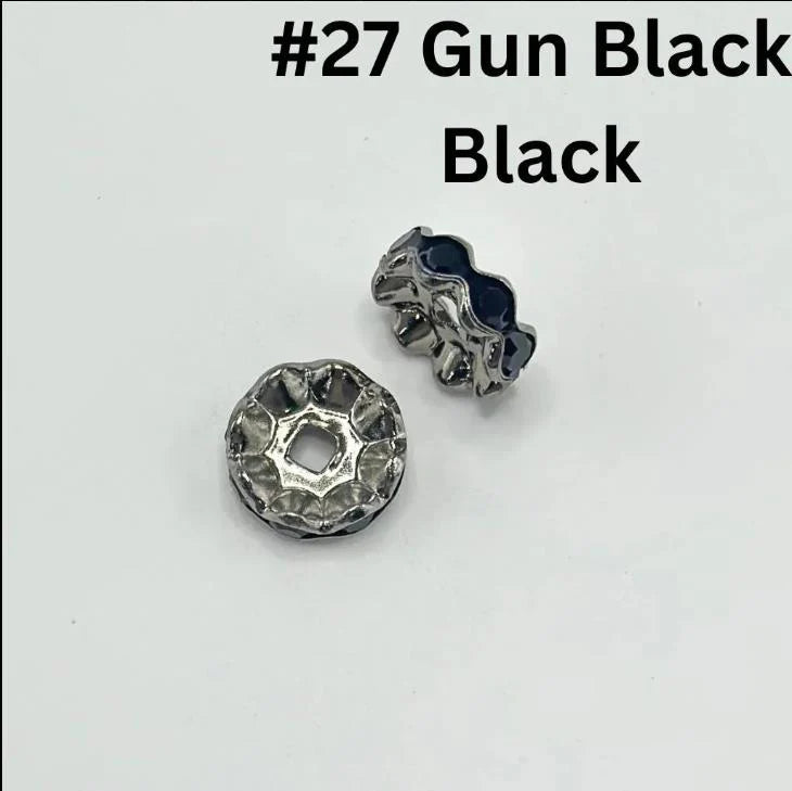 z-Metal Wavy Spacers with Rhinestones in Solid Colors, 12MM