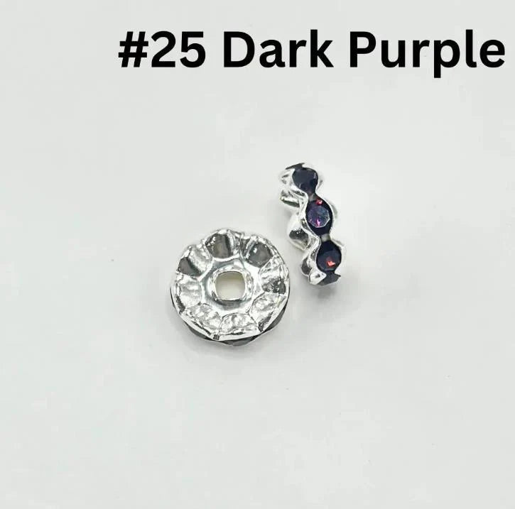 z-Metal Wavy Spacers with Rhinestones in Solid Colors, 12MM