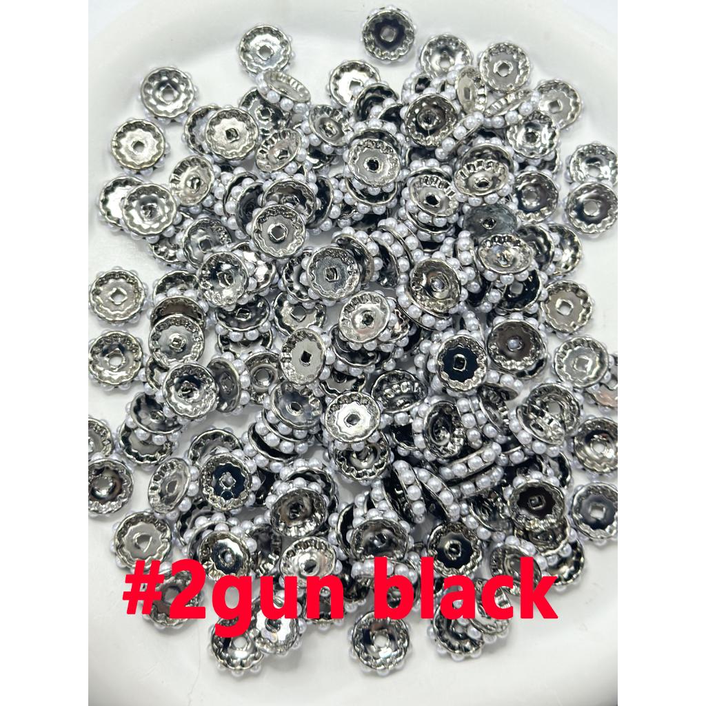 z-Beadable Metal Spacer with White Pearls, Random Mix, 12MM