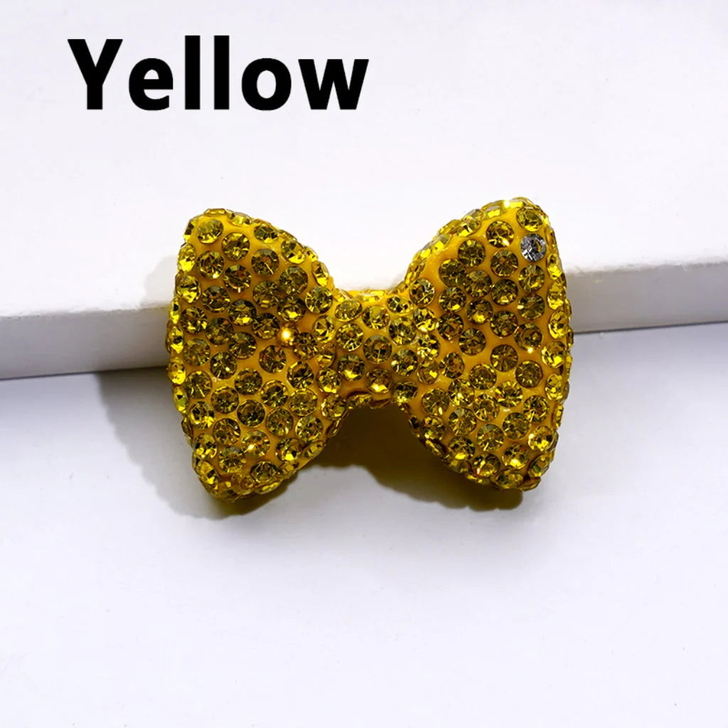 z-Bling Bling Multi-Color Bowtie Clay Beads with Shiny Rhinestones, 29*21MM
