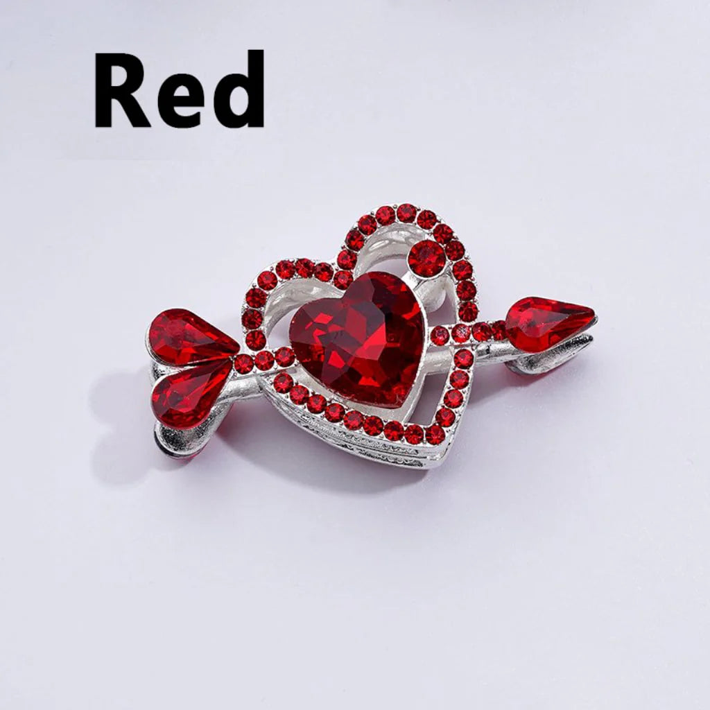 z-Silver Metal Beads Delicate Fancy Heart Arrow Pierces Multi-Color Rhinestones, Around 48*26MM