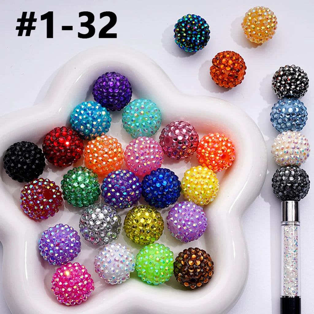 z-20MM Rhinestone Beads, Collection of Acrylic Rhinestone Beads, Part 1: Color No.1 -No.32