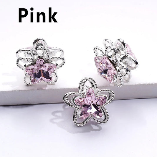 z-Exquisite Fancy Silver Alloy Five-petaled Flower Bead with Multi-Color Shiny Rhinestones, Around 19MM