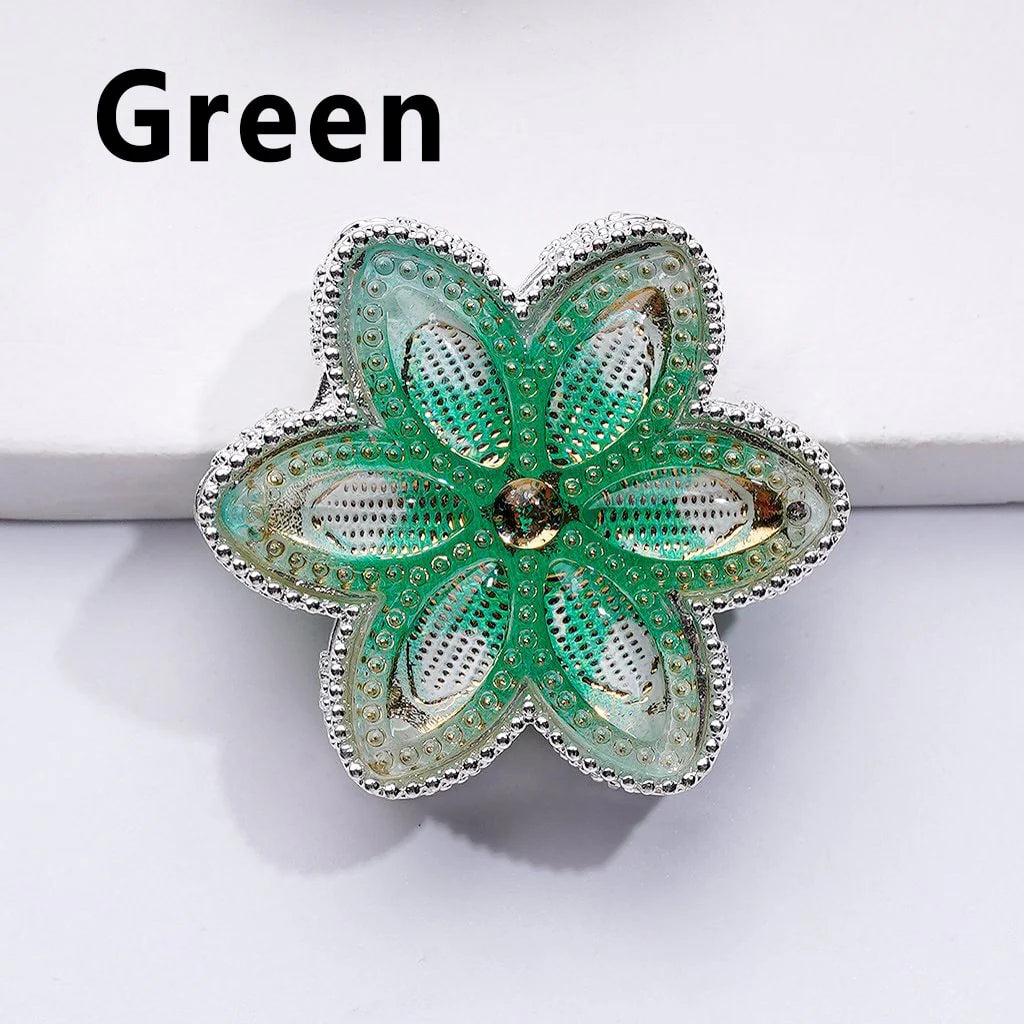 z-Silver Metal Beads Fancy Hexapetalous Flower with Bling Bling Colorful & Shiny Rhinestones 32MM