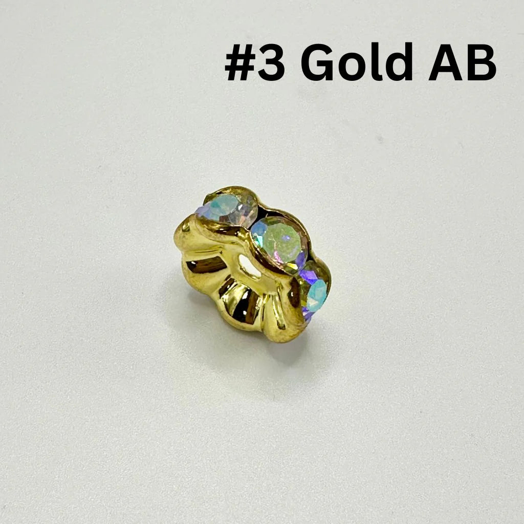 z-Crimp Beads, Huge Wavy Spacers with Rhinestones in Solid Colors, 20mm, ZJ