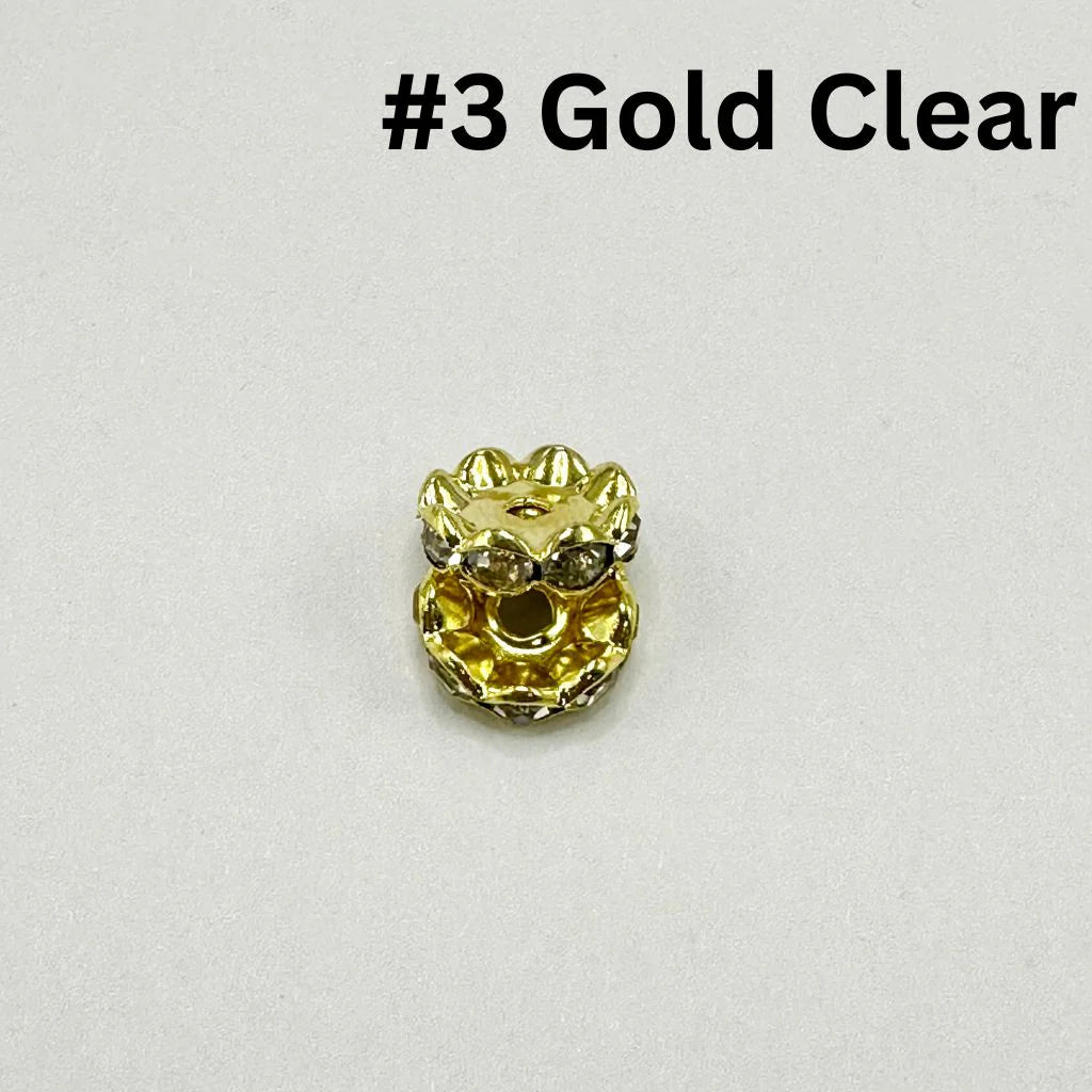 z-Metal Wavy Spacers with Rhinestones in Solid Colors, 12MM