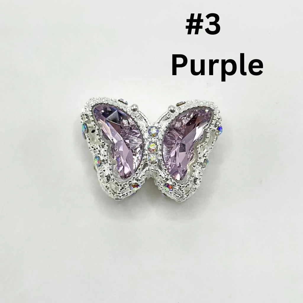 z-Multi Color Metal Beads with Fancy Alloy Hollow Sparkling Rhinestone Butterfly, 20MM by 28MM