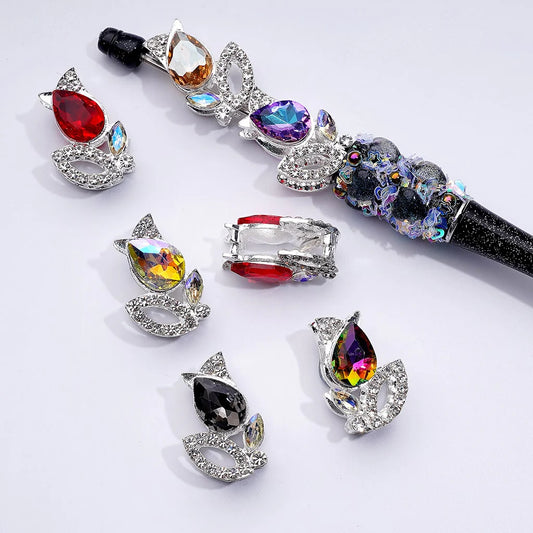 z-Silver Metal Beads with Mini Clear & Colorful Water Drop Delicate Fancy Tulip Flower Rhinestones 27×17MM Random Mix