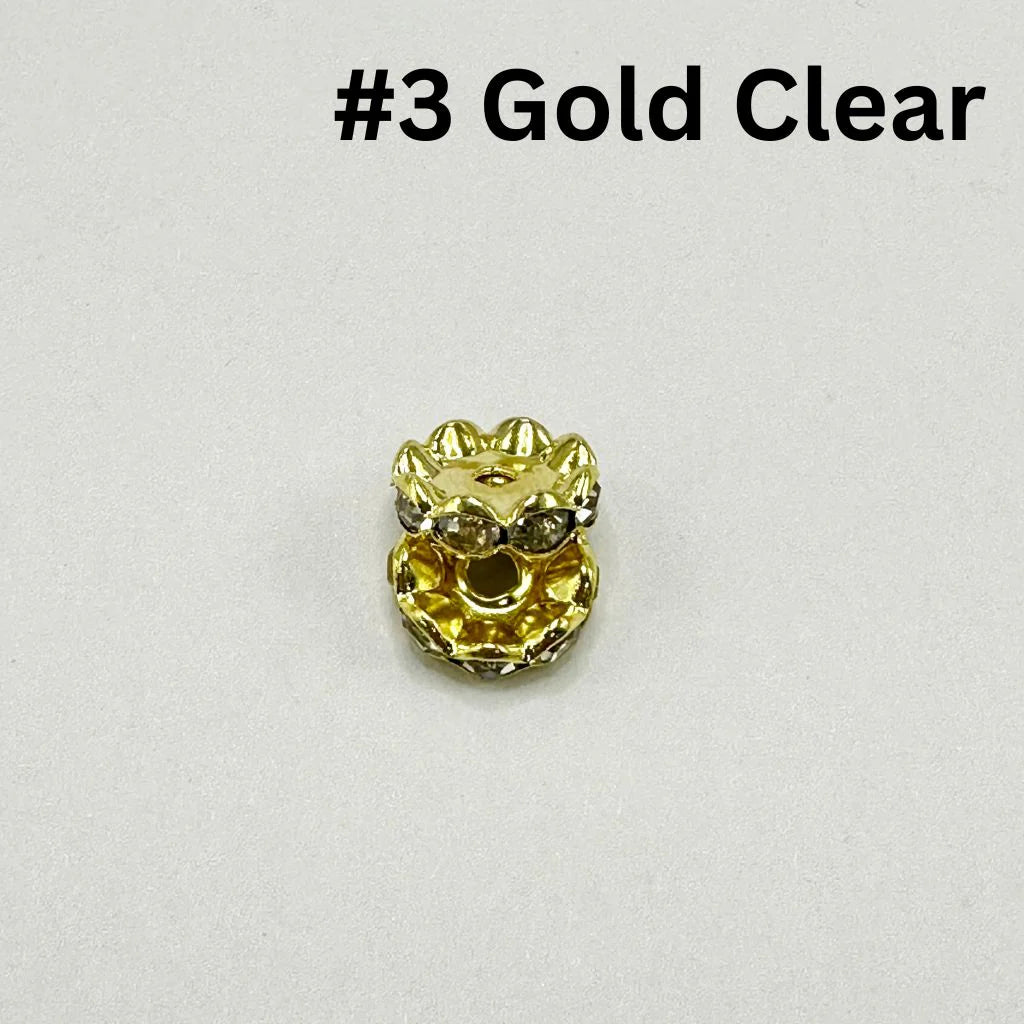 z-Crimp Beads, Metal Wavy Shape Spacers with Rhinestones in Solid Colors, 10mm