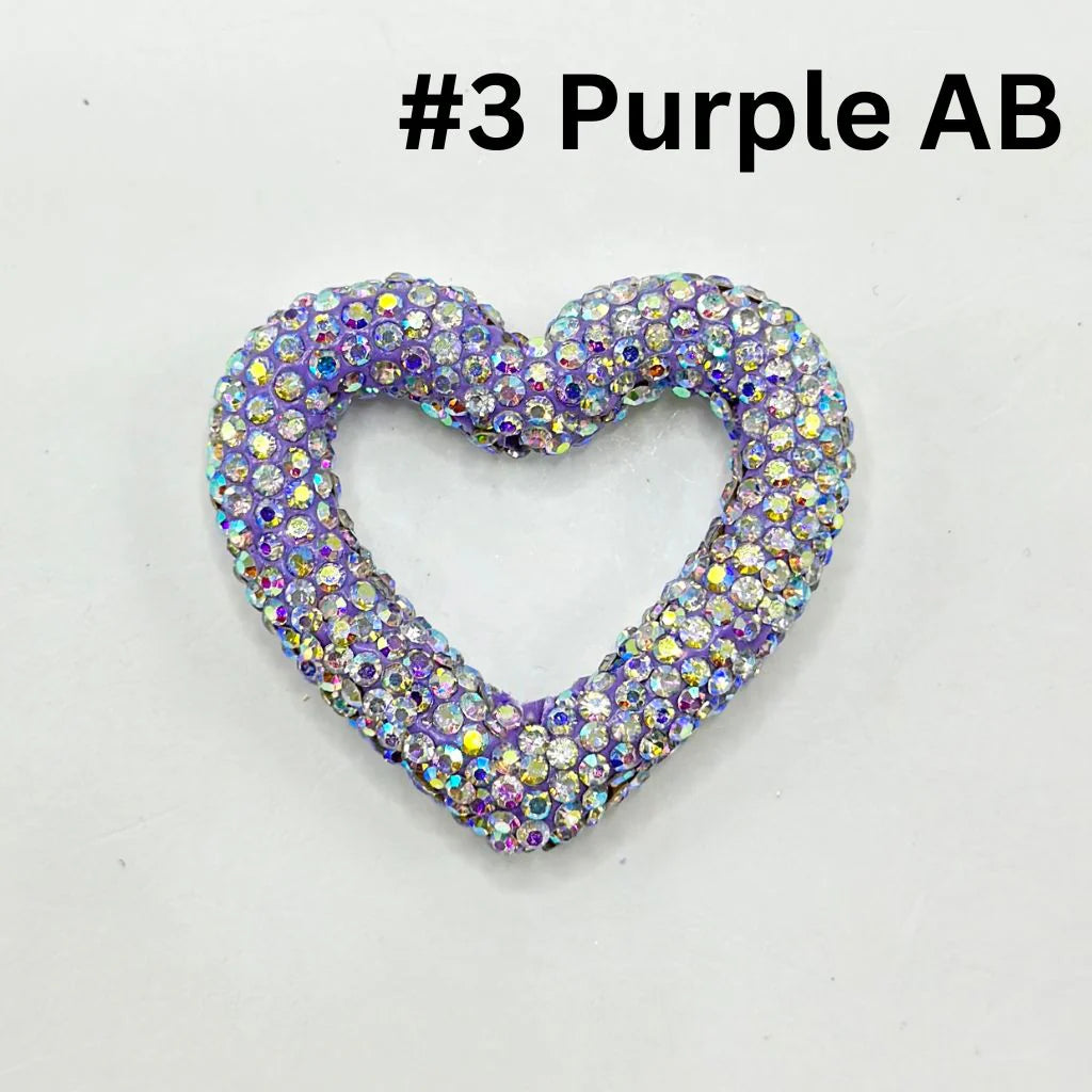 z-Bling Bling Heart Frame Clay Beads with Rhinestones, 48MM by 42MM