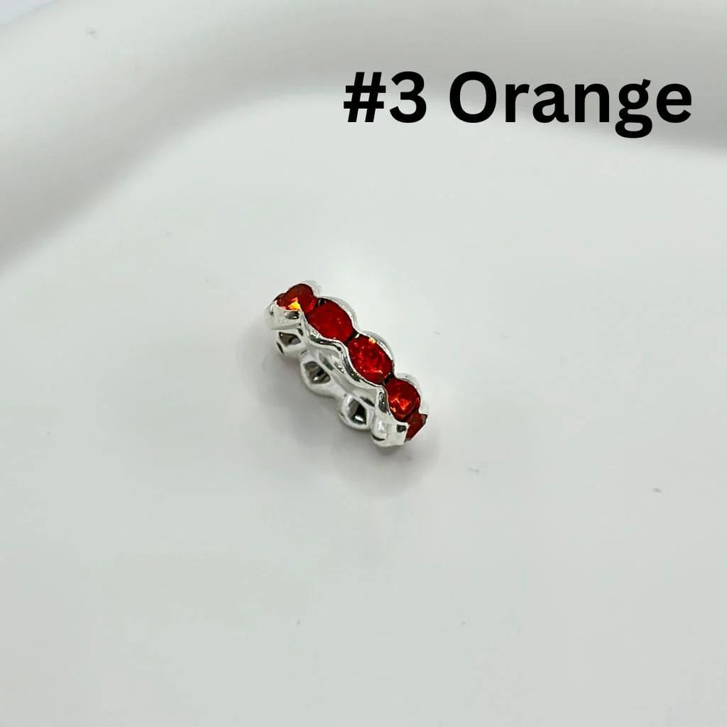 z-Crimp Beads, Metal Wave Shape Spacers with Rhinestones in Solid Colors, 15mm