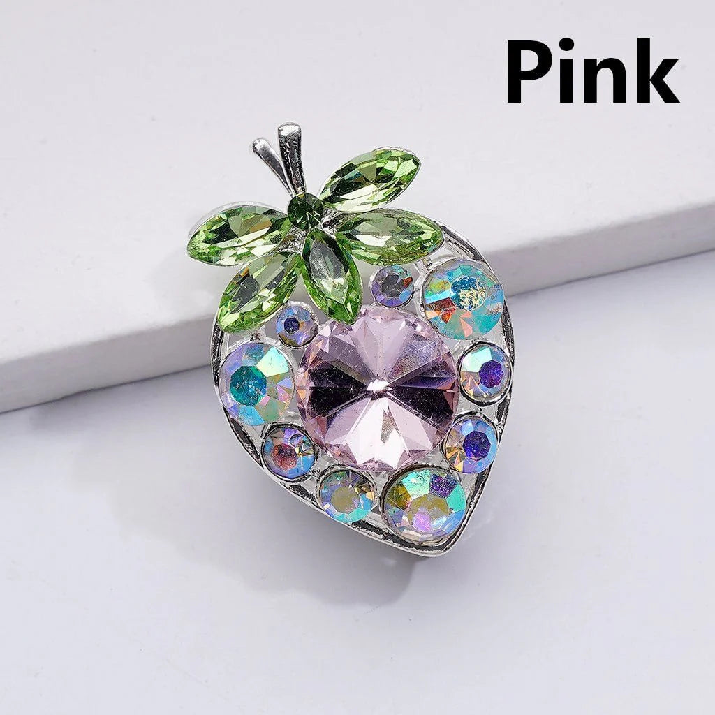z-Silver Metal Beads Multi-Color Cone Shape Fancy Strawberry & Green Leaf AB Rhinestones, 22*33MM