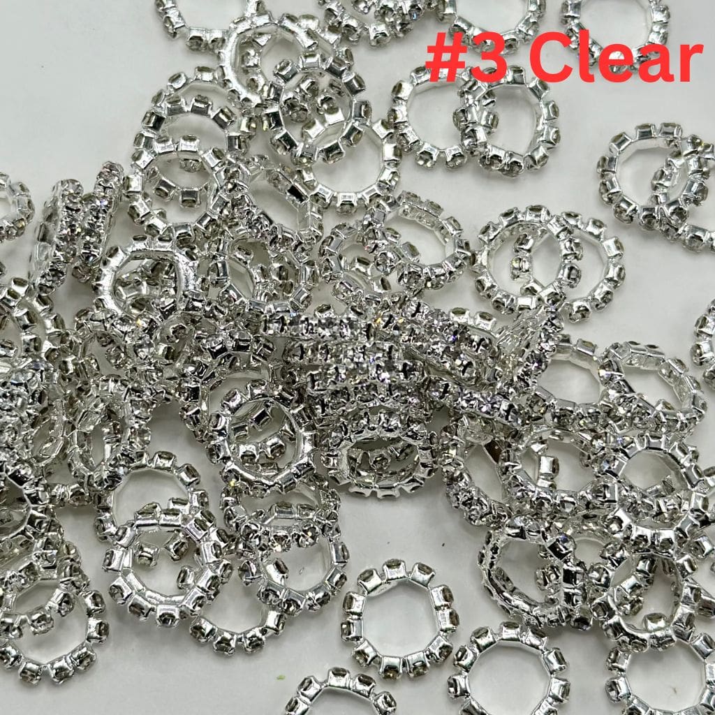 z-New Style Silver Spacer with Solid Color Rhinestones, 10MM