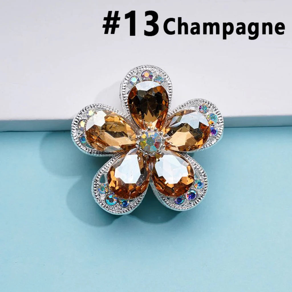 z-Silver Color Metal Beads with Five Petaled Flower with Colorful & AB Rhinestones, 38MM