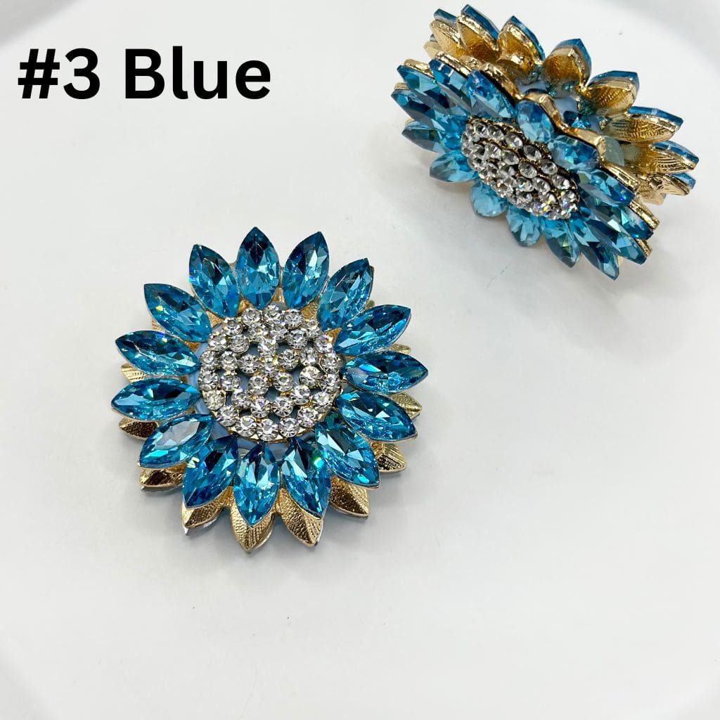 z-Fancy Sunflower Clay Beads with Sparkling Rhinestones over Alloy, 43mm Large