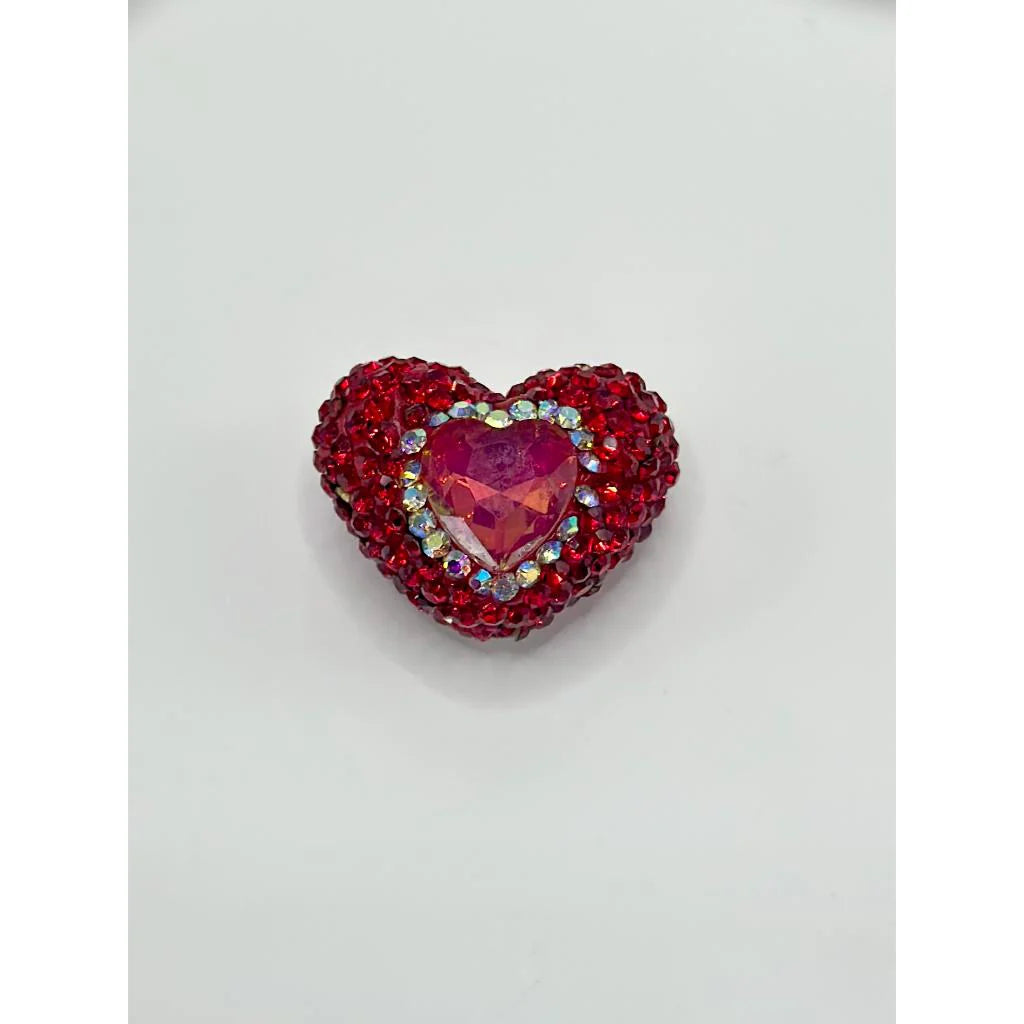 z-Bling Bling Sparkling Heart Clay Beads with Colorful Rhinestones, 20mm by 26mm