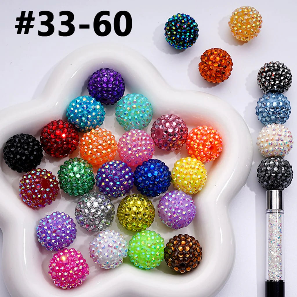 z-20MM Rhinestone Beads, Collection of Acrylic Rhinestone Beads, Part 2: Color No.33 -No.60