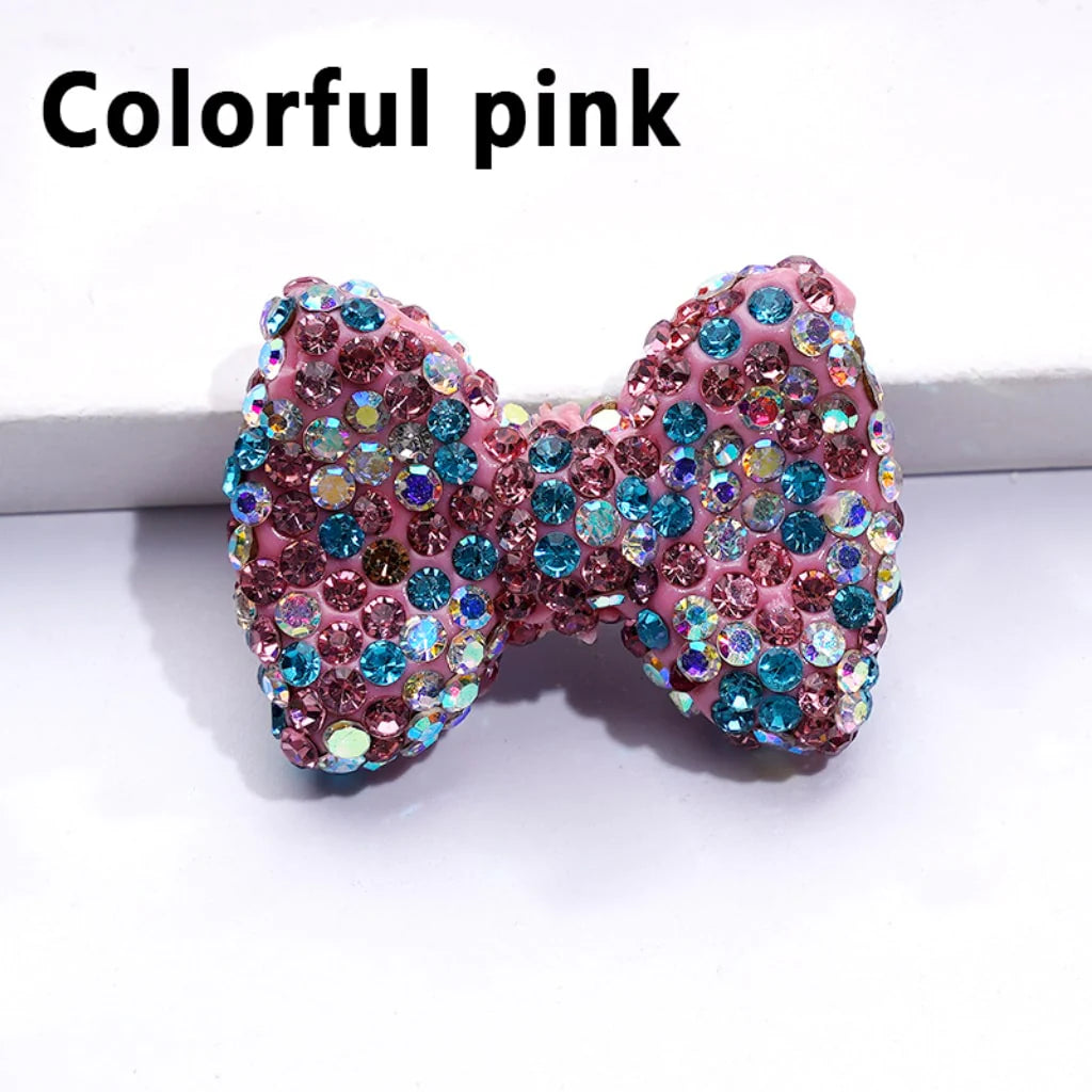 z-Bling Bling Multi-Color Bowtie Clay Beads with Shiny Rhinestones, 29*21MM