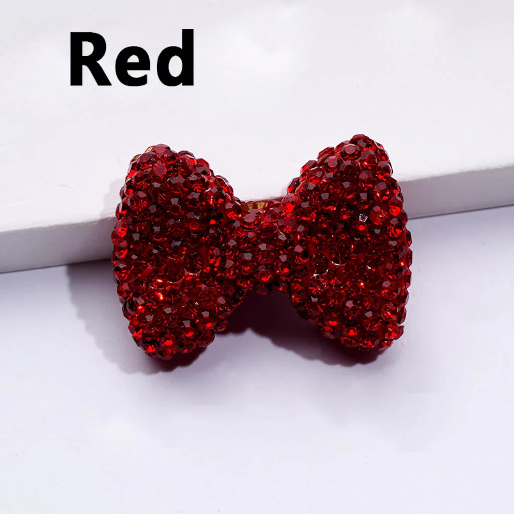z-Bling Bling Multi-Color Bowtie Clay Beads with Shiny Rhinestones, 29*21MM