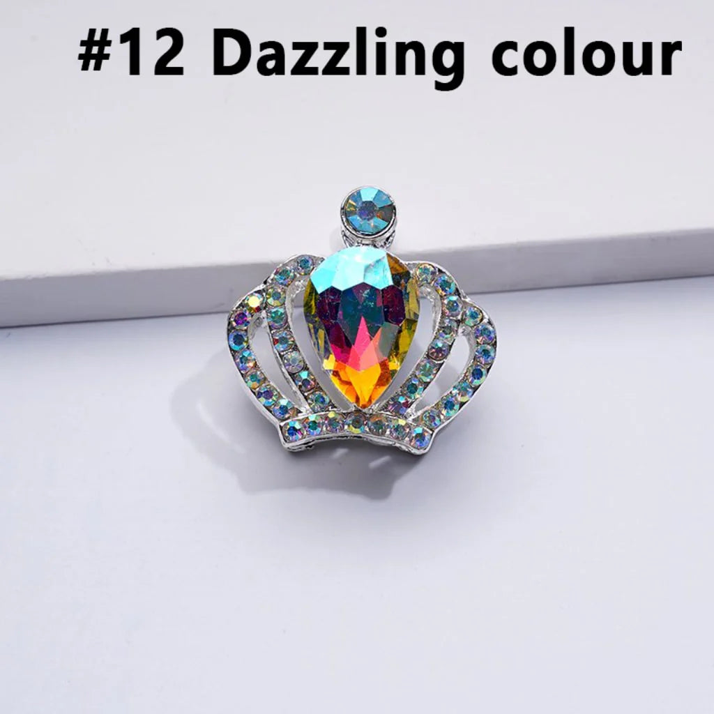 z-Silver Color Metal Beads with Bling Bling Crown with Mini Colorful Water Drops AB Rhinestones 24*23MM