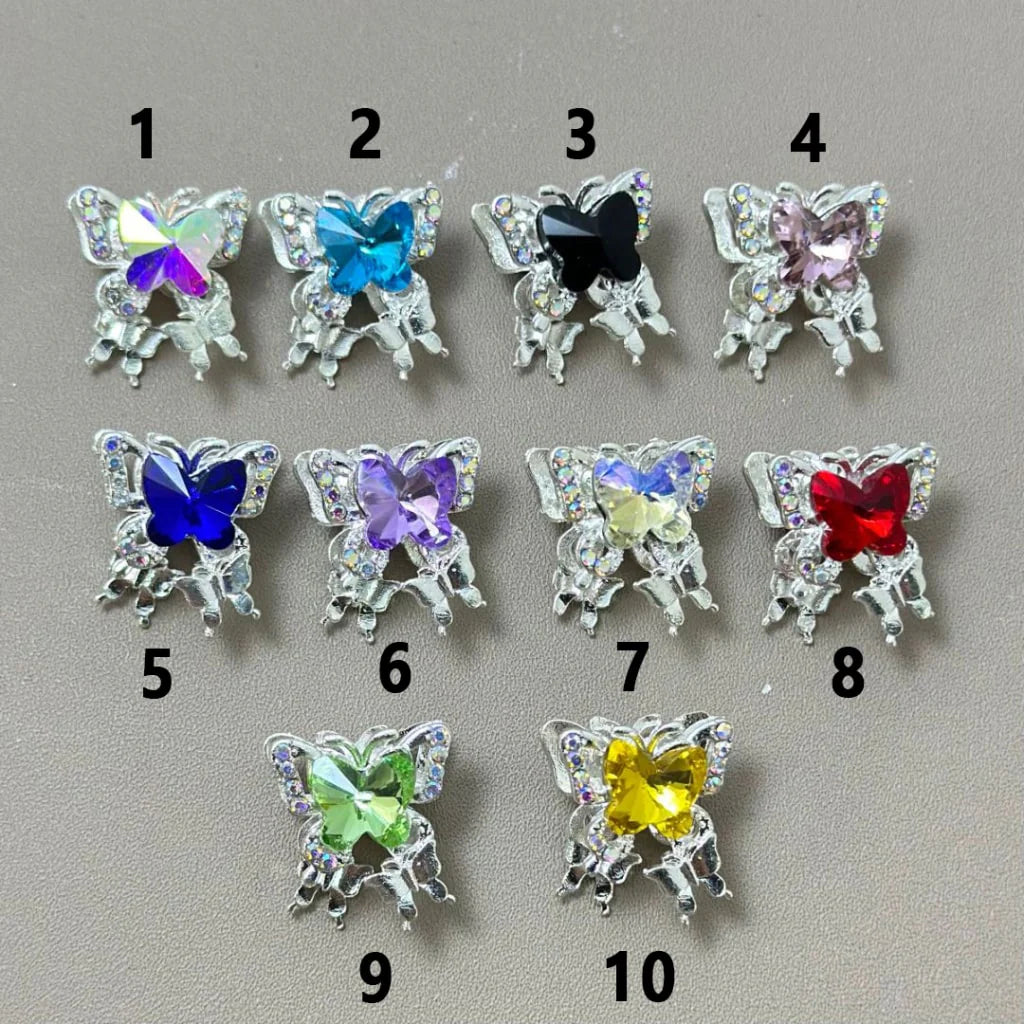z-Silver Metal Beads Exquisite Butterfly with AB Mini Rhinestones Bright Color Butterfly Diamond 15×18MM, Please Read the Description