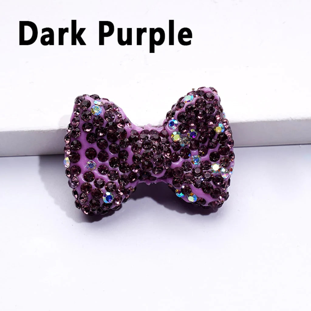 z-Bling Bling Multi-Color Bowtie Clay Beads with Shiny Rhinestones, 29*21MM