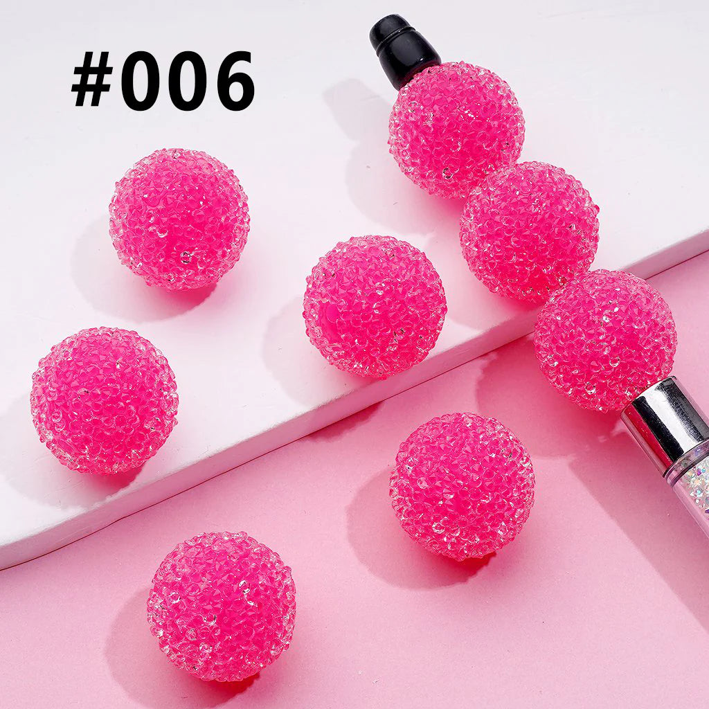 z-Hard Sugar Beads in Solid Colors Clear Rhinestones Candy Round 20mm