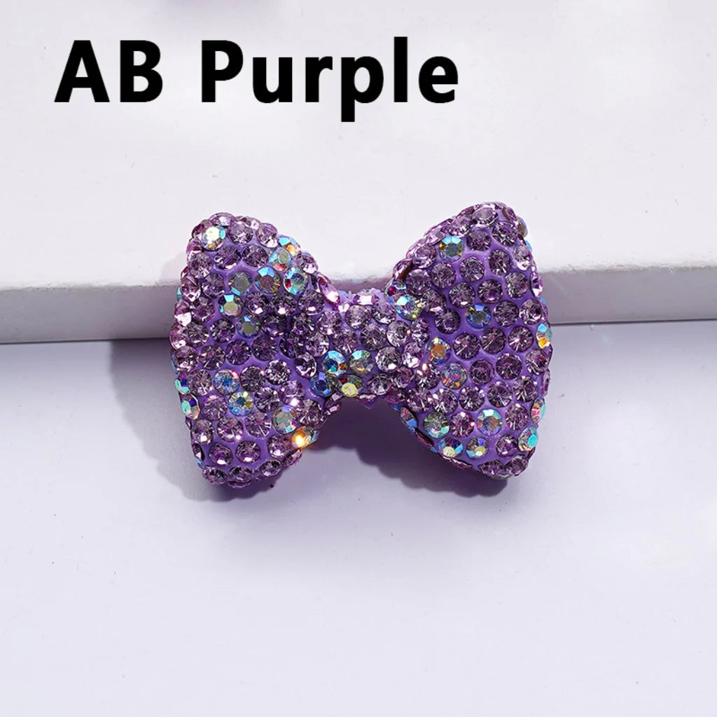 z-Bling Bling Multi-Color Bowtie Clay Beads with Shiny Rhinestones, 29*21MM