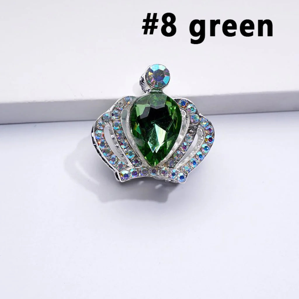 z-Silver Color Metal Beads with Bling Bling Crown with Mini Colorful Water Drops AB Rhinestones 24*23MM