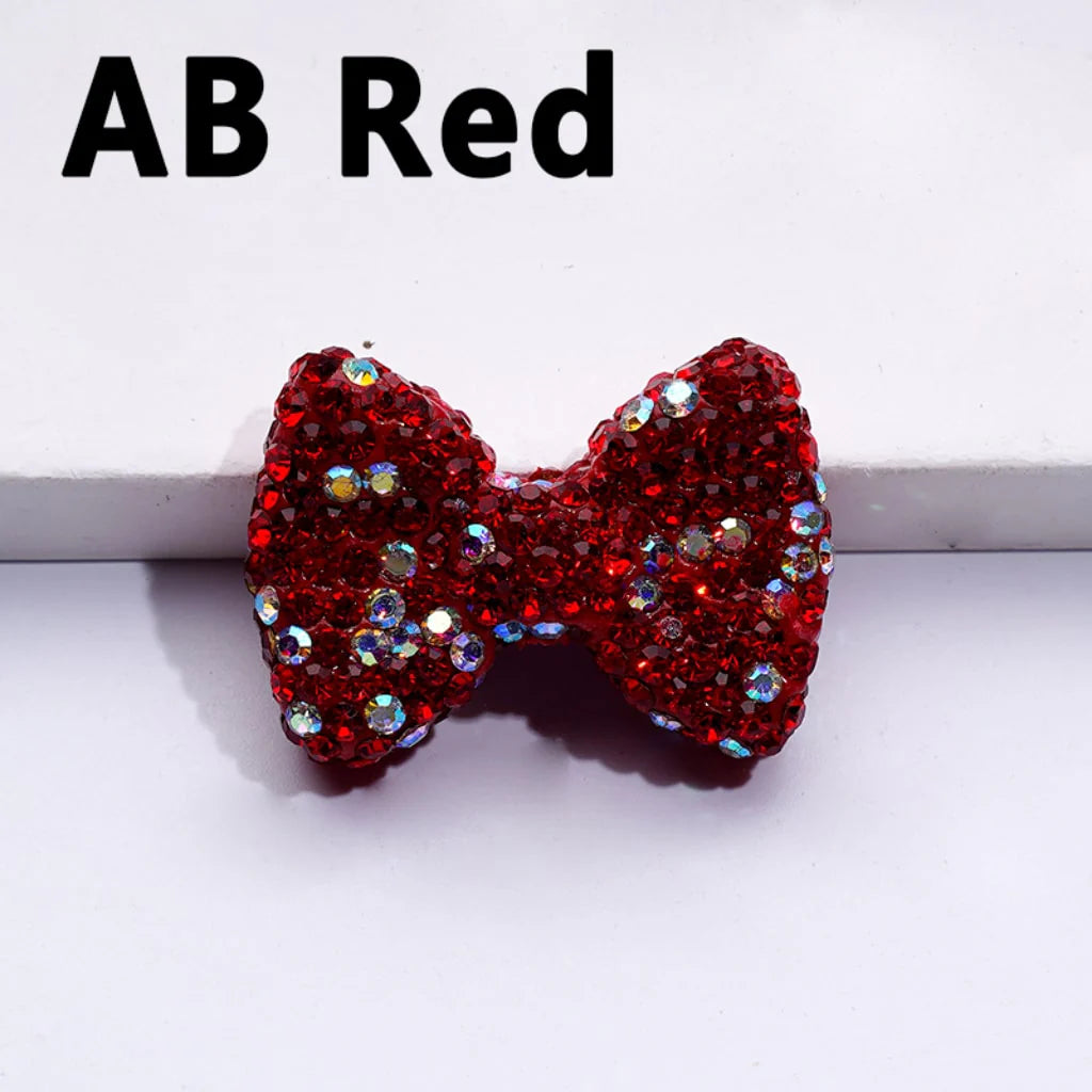 z-Bling Bling Multi-Color Bowtie Clay Beads with Shiny Rhinestones, 29*21MM