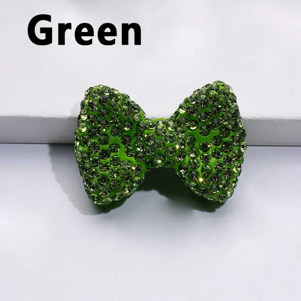 z-Bling Bling Multi-Color Bowtie Clay Beads with Shiny Rhinestones, 29*21MM