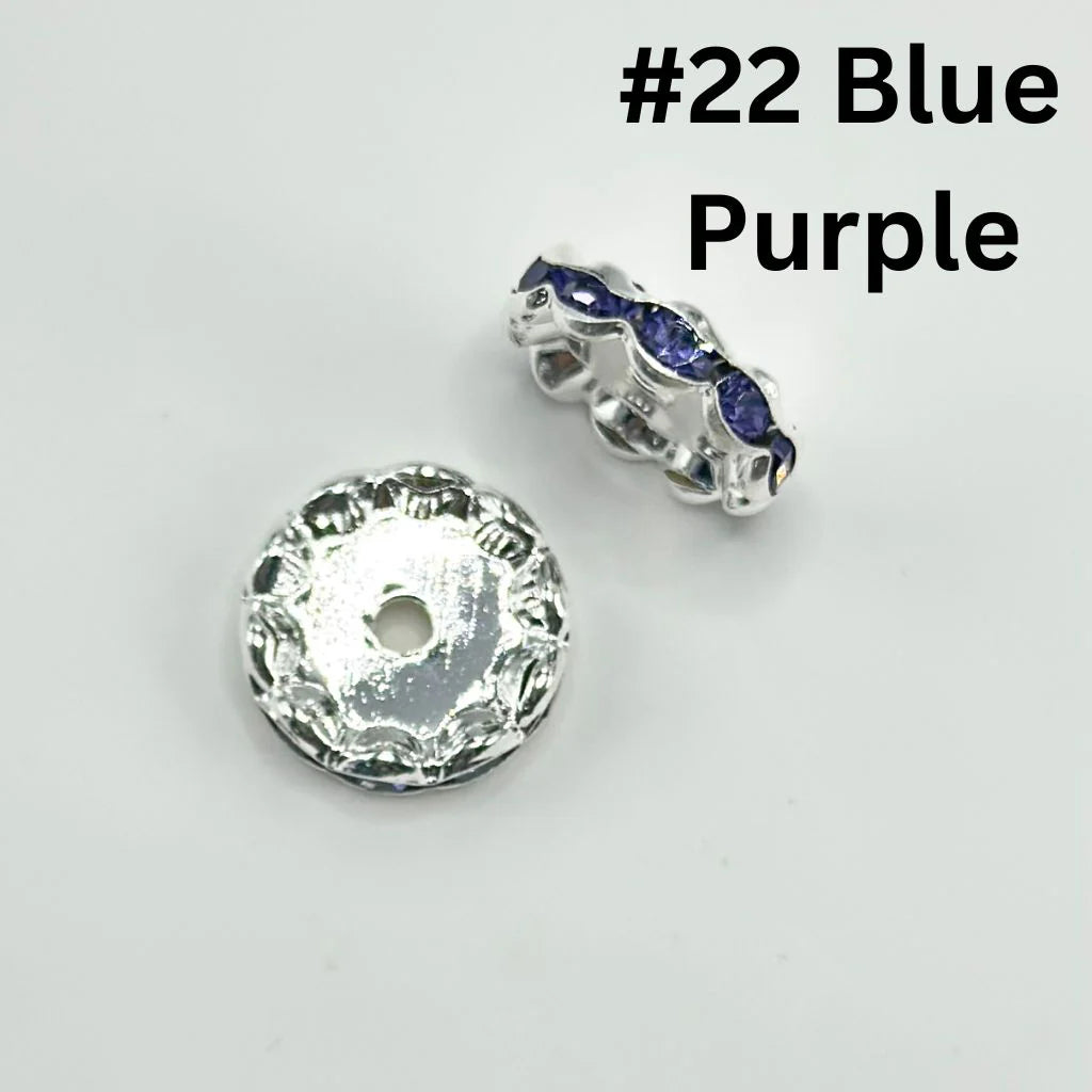 z-Crimp Beads, Metal Wave Shape Spacers with Rhinestones in Solid Colors, 15mm