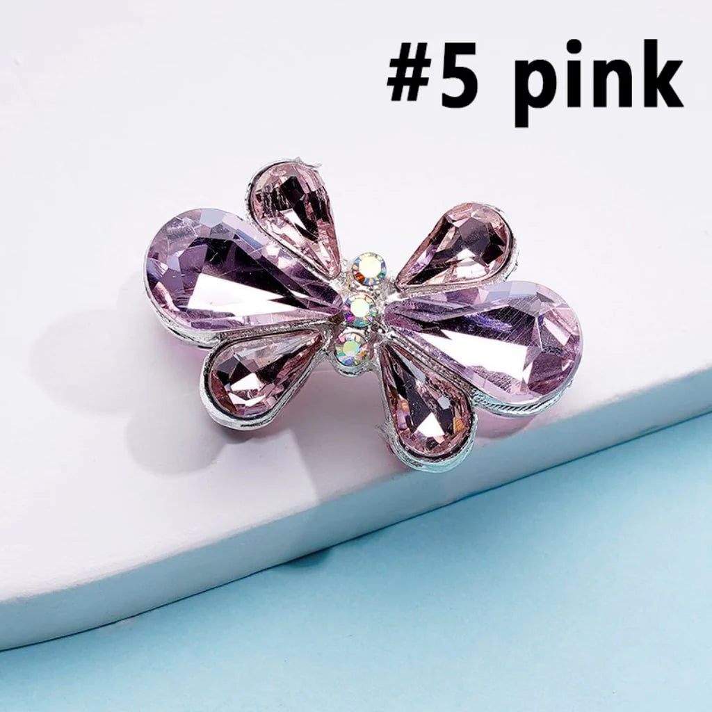 z-Silver Metal Beads Delicate AB Rhinestones and Fancy Colorful Bowtie Flower, 28×18MM
