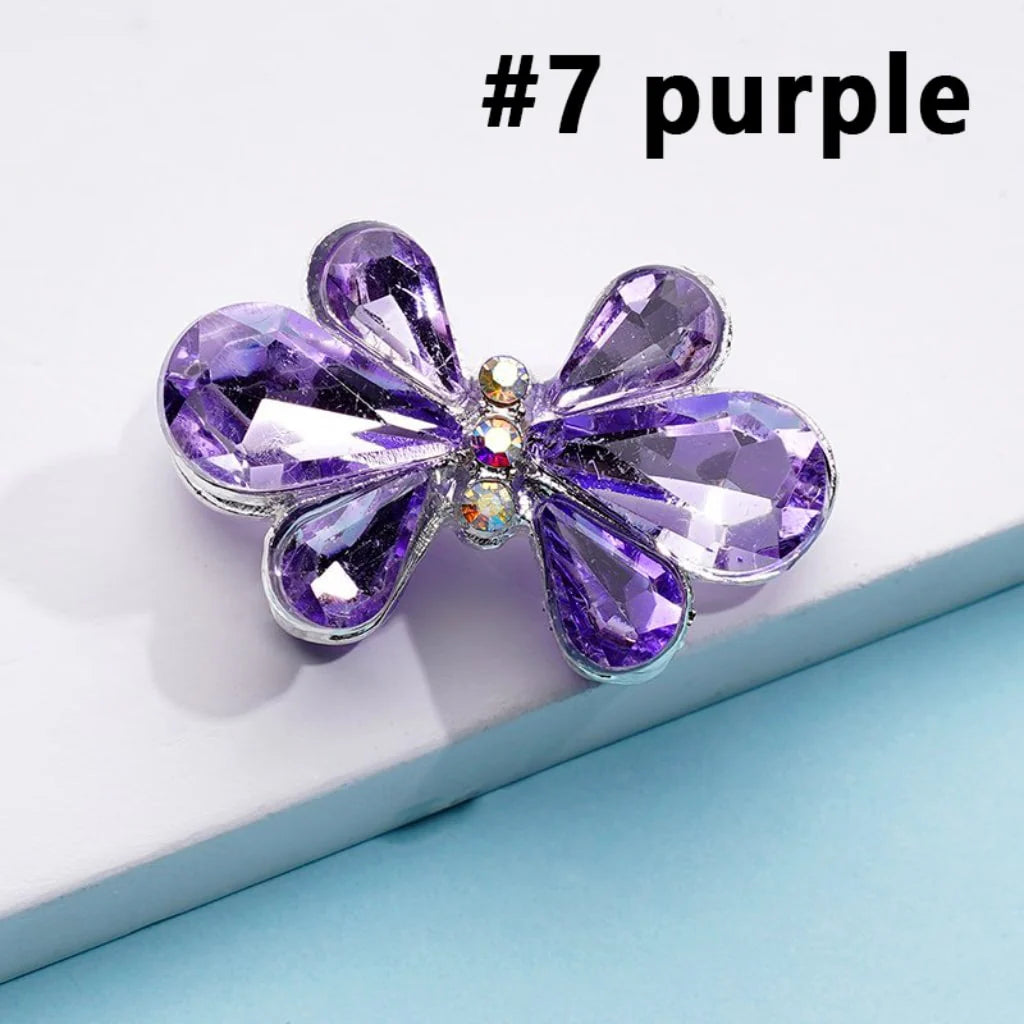 z-Silver Metal Beads Delicate AB Rhinestones and Fancy Colorful Bowtie Flower, 28×18MM