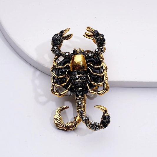 z-Exquisite Fancy Gold Alloy Scorpion with Shiny Rhinestones Clear Oval Pearls Clay Beads, Around 51*26*18MM