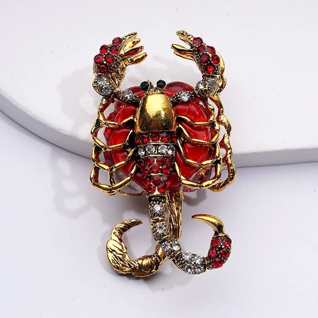 z-Exquisite Fancy Gold Alloy Scorpion with Shiny Rhinestones Clear Oval Pearls Clay Beads, Around 51*26*18MM