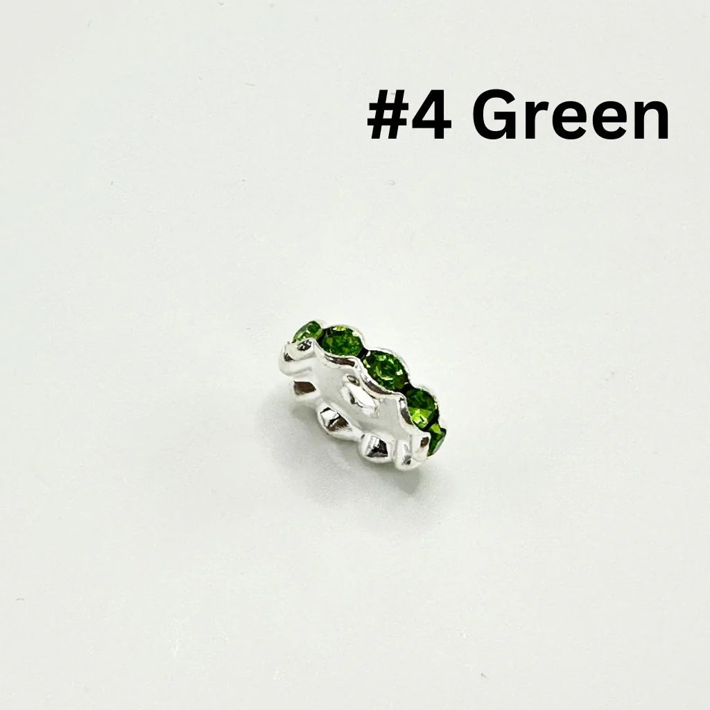 z-Crimp Beads, Metal Wave Shape Spacers with Rhinestones in Solid Colors, 15mm