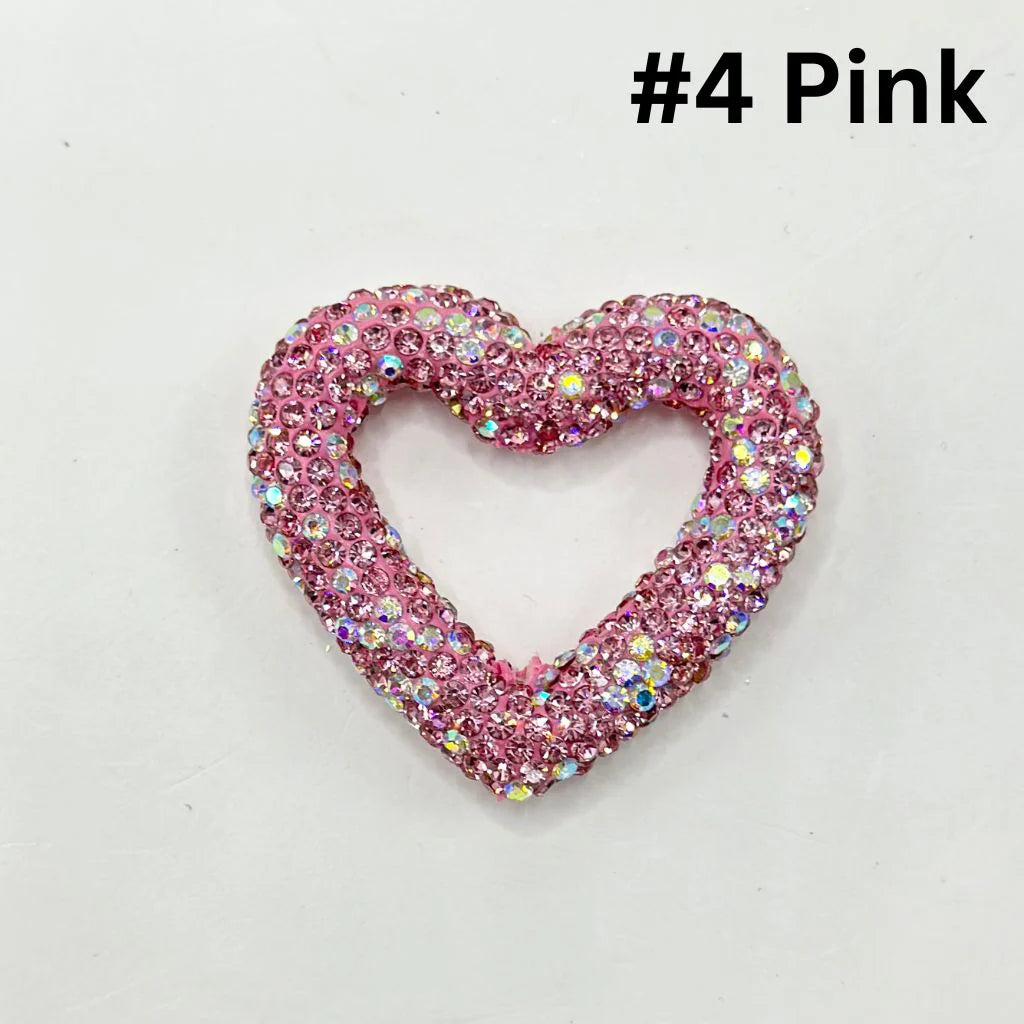 z-Bling Bling Heart Frame Clay Beads with Rhinestones, 48MM by 42MM