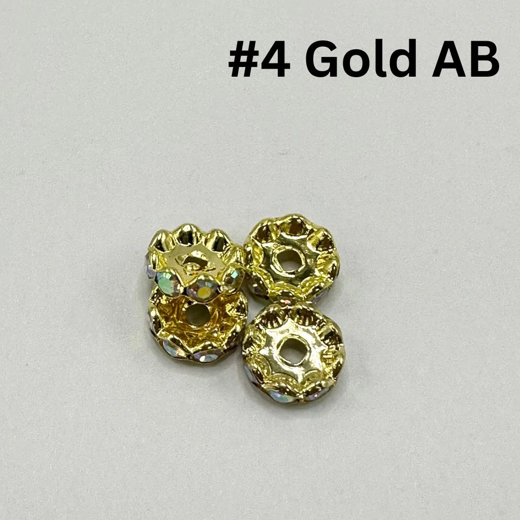 z-Crimp Beads, Metal Wavy Shape Spacers with Rhinestones in Solid Colors, 10mm