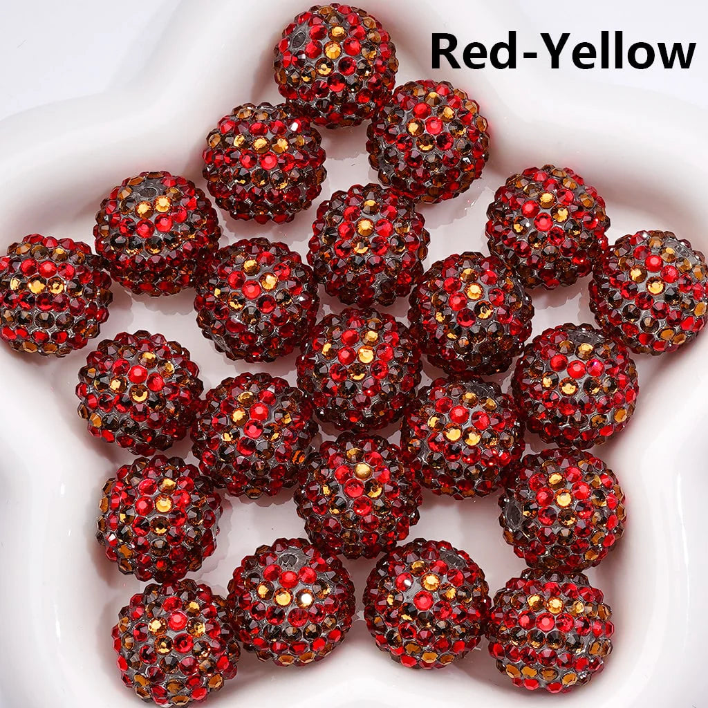 z-Double Color Shiny Rhinestones Stripes Round Acrylic Beads, 20MM