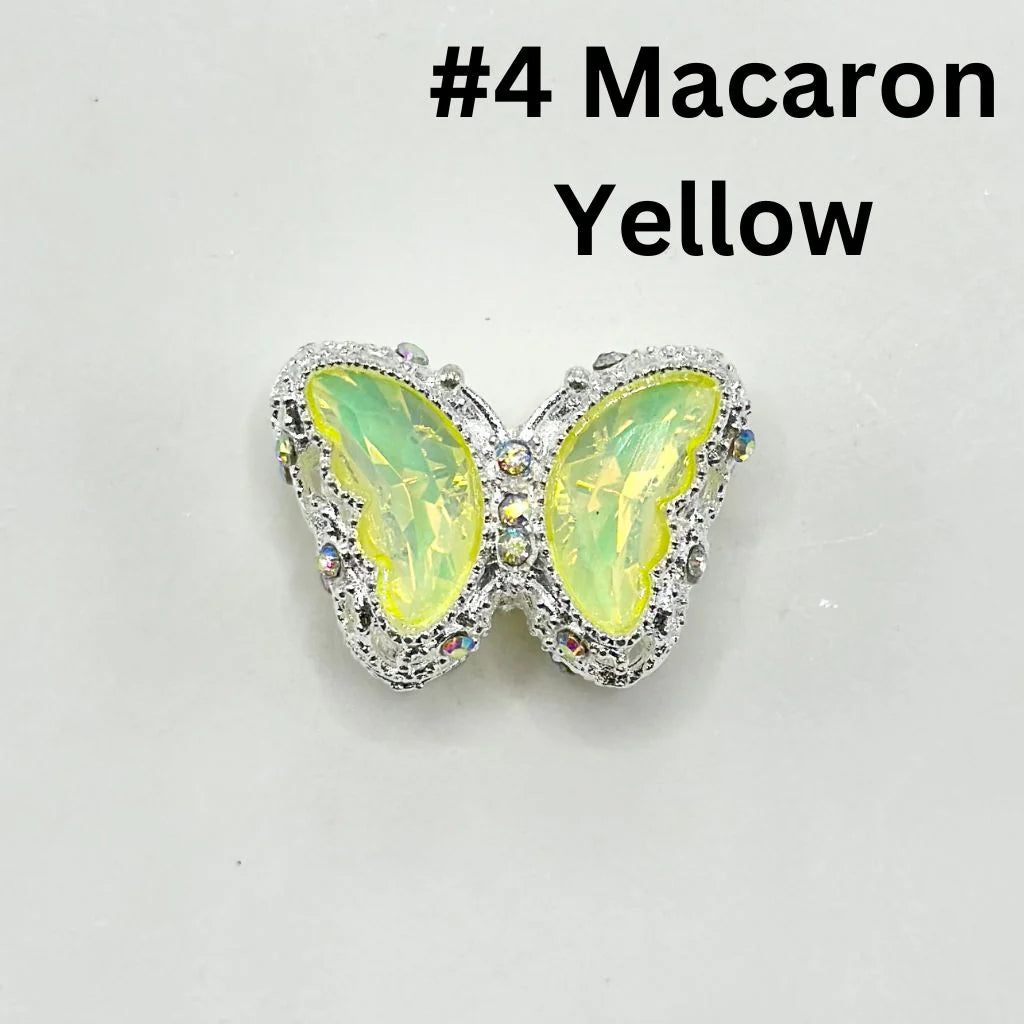 z-Multi Color Metal Beads with Fancy Alloy Hollow Sparkling Rhinestone Butterfly, 20MM by 28MM