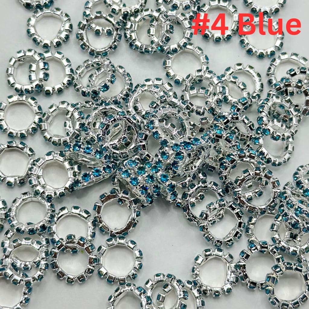 z-New Style Silver Spacer with Solid Color Rhinestones, 10MM