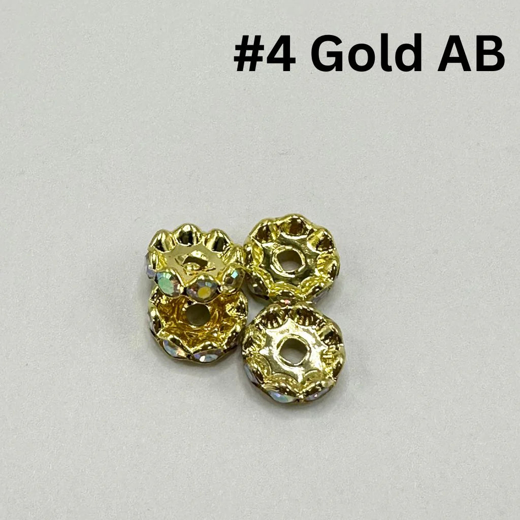 z-Metal Wavy Spacers with Rhinestones in Solid Colors, 12MM