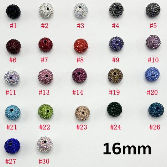z-Clay Beads with Colorful Rhinestones, 16mm, Please Read Description