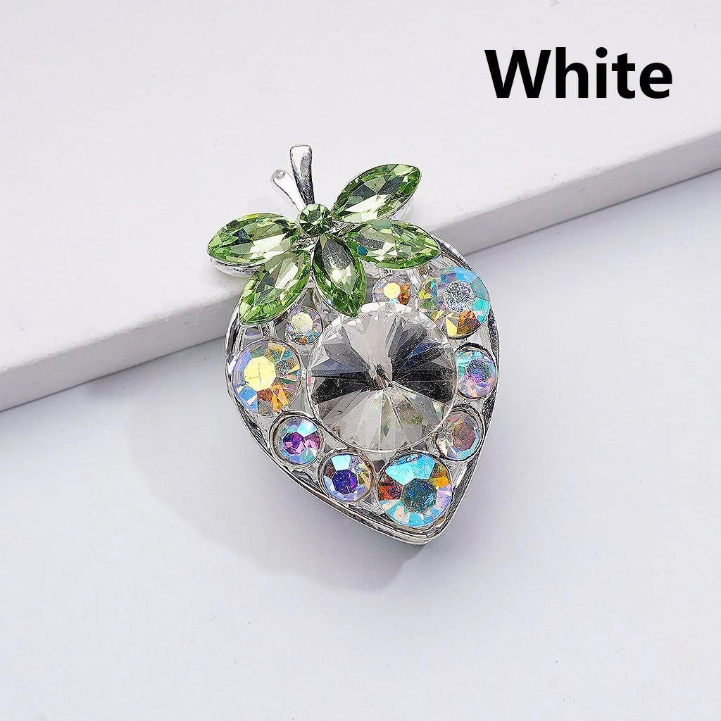 z-Silver Metal Beads Multi-Color Cone Shape Fancy Strawberry & Green Leaf AB Rhinestones, 22*33MM